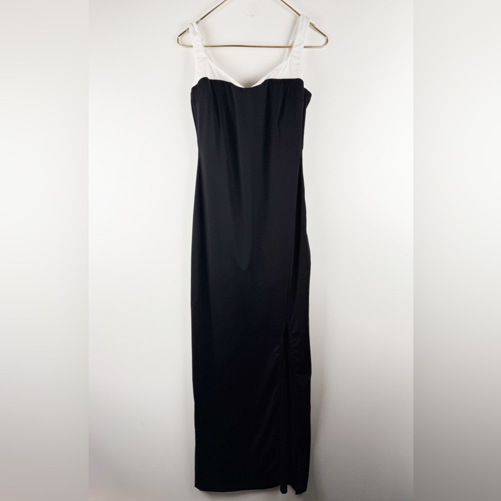 Popilush Shapewear Contrast Trim Built-In Sculpting Maxi Dress Size Large - Picture 6 of 12